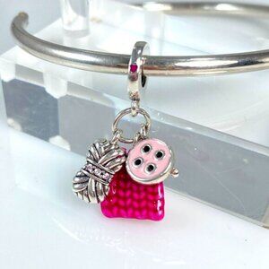 Sterling Silver Knitting Dangle Charm